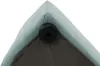 Close-up view of the corner of a cushioned furniture item, showing a black plastic foot or bumper. Podgląd zdjęcia produktu