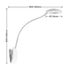 A white LED clip-on lamp with dimensions indicated. Produktbild-Vorschau