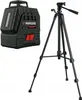 A black laser level and a black tripod are displayed against a white background. Produktbild-Vorschau