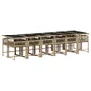 13-tlg. Garten-Essgruppe mit Kissen Beige Poly Rattan Produktbild-Vorschau 3