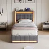 Letto imbottito INONEFT 90x200 cm con LED e USB, letto box Anteprima dell’immagine prodotto 2