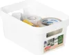 A white storage box filled with various rolls of tape and a yellow object. Produktbild-Vorschau