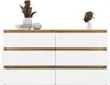 A white and wood dresser with decorative items on top. Podgląd zdjęcia produktu