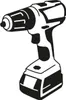 A black and white illustration of a cordless drill. Voir les images du produit