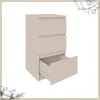 A beige three-drawer chest of drawers with one drawer open, shown against a white background. Produktbild-Vorschau