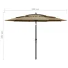 vidaXL Parasol z aluminiowym słupkiem 3-warstwowy Taupe 3 m Podgląd zdjęcia produktu 8
