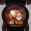 A close-up marketing image of an electric motor inside a lawnmower, highlighting its power. Produktbild-Vorschau
