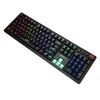 A black gaming keyboard with RGB backlighting is shown from a diagonal angle against a white background. Produktbild-Vorschau