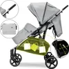 A collage of images showing a twin stroller and its accessories. Produktbild-Vorschau