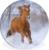 MuchoWow® Aluminium Wandkreis Pferd - Schnee - Braun Ø 30 Produktbild-Vorschau 1