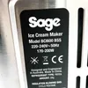 A close-up of a label on an appliance, likely an ice cream maker, showing brand name, model, technical specifications, and regulatory information. Náhled obrázku produktu