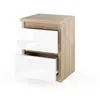 A modern nightstand with two drawers, one slightly ajar, against a white background. Voir les images du produit