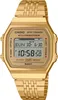 A close-up, front-facing studio shot of a gold Casio digital watch with a metal band, displayed against a white background. Produktbild-Vorschau