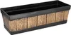 A rectangular planter box with a wood-grain texture on the sides and a black interior and rim. Anteprima dell’immagine prodotto