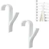 Two white hooks are shown against a white background, with a small inset image showing one hook attached to a radiator with a towel. Produktbild-Vorschau
