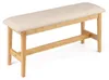 Banc en bambou avec coussin en similicuir, 100 cm, beige Voir les images du produit 1
