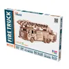 A box containing a wooden 3D mechanical model construction kit of a fire truck. Náhľad obrázku produktu