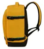 Side view of a yellow backpack with black straps and accents. Produktbild-Vorschau