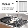 A product image showing a dish drying rack in a sink, with text and graphics explaining its functionality. Náhled obrázku produktu