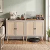 COSTWAY Sideboard Holz, Buffetschrank mit 2 Rattantüren, Produktbild-Vorschau 8