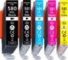 A set of five XXL compatible printer ink cartridges arranged in a row, each with its own label indicating the color and compatibility. Produktbild-Vorschau