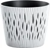 A white planter with a decorative, wavy pattern and a black interior. Anteprima dell’immagine prodotto