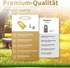 A comparison of ECENCE robot lawn mower blades with generic blades, set against a grassy background with a robot lawn mower in the background. Produktbild-Vorschau
