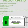 A 9V rechargeable battery with product parameters and dimensions displayed. Produktbild-Vorschau