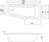 Technical drawing of a bathtub with dimensions indicated. Produktbild-Vorschau