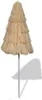 A closed beach umbrella with a straw-like covering and a white pole, casting a shadow on a white background. Náhľad obrázku produktu
