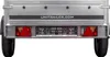 The rear view of a silver transport trailer on a white background. Náhled obrázku produktu
