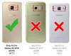 Three phone backs are shown to illustrate compatibility. One has a green checkmark, and two have red X's. Produktbild-Vorschau