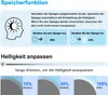An informational graphic explaining the memory function of a mirror's brightness setting. Produktbild-Vorschau