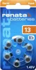 A blister pack of Renata 13 zinc-air hearing aid batteries. Produktbild-Vorschau