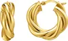 A pair of gold hoop earrings with a twisted design. Náhled obrázku produktu