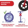 An illustration showing the features of a child's balance bike, with text and icons. Produktbild-Vorschau