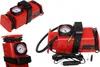 A collage of three images showing a red portable air compressor from different angles. Náhled obrázku produktu