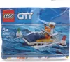 A LEGO City jet ski polybag with a minifigure riding a jet ski on waves. Produktbild-Vorschau