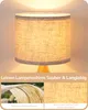 EDISHINE Nachttischlampe aus Holz, Tischlampe mit E27 Produktbild-Vorschau 4