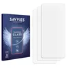 A product package for screen protectors is shown next to three screen protectors. Produktbild-Vorschau