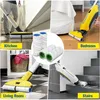 Collage of images showing replacement roller brushes for a floor cleaner in different home settings. Produktbild-Vorschau