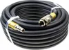 A coiled black pneumatic hose with metal and brass fittings on a white background. Produktbild-Vorschau
