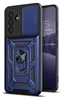 A dark blue and black rugged phone case with a ring holder is shown, with a portion of a smartphone visible on the right. Produktbild-Vorschau