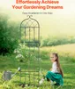 A young girl is gardening next to a metal plant trellis in a sunny outdoor setting. Produktbild-Vorschau