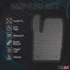 A black rubber floor mat for a Hyundai Tucson is shown with feature callouts. Produktbild-Vorschau