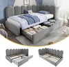 A bed with storage drawers, shown in a bedroom setting and with its frame and drawers exposed. Anteprima dell’immagine prodotto