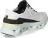 A side view of a white Skechers sneaker with a black and yellow accent. Voir les images du produit