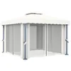 vidaXL Pavillon mit Vorhang 3x3 m Cremeweiß Aluminium Produktbild-Vorschau 2