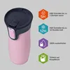 A pink Contigo thermocup with informational graphics on the right side. Podgląd zdjęcia produktu