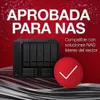 A black NAS device is shown with promotional text and a red checkmark icon. Náhľad obrázku produktu